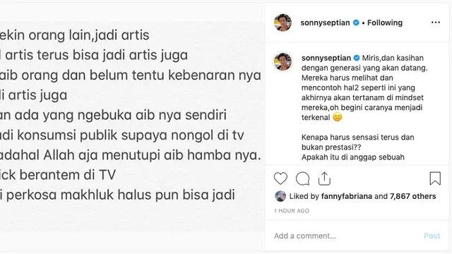 Unggahan Sonny Septian