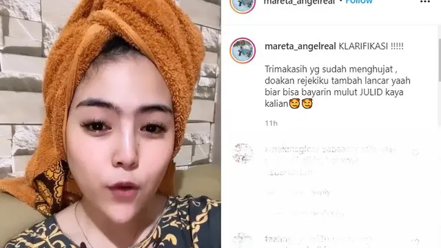 Unggahan Mareta Angel. (Instagram/ mareta_angelreal)