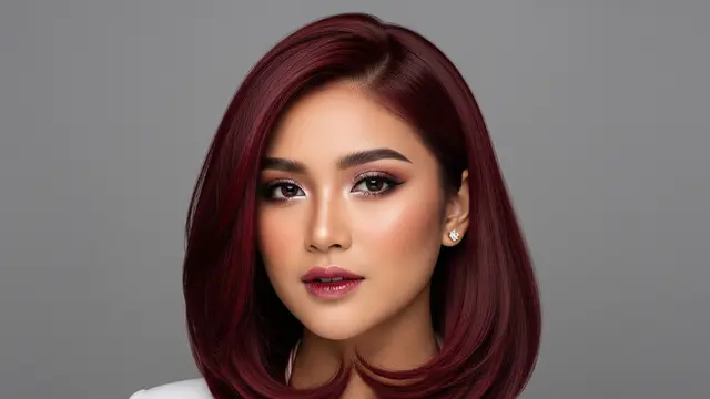 Burgundy Shoulder Lob dengan Dimensi Hangat