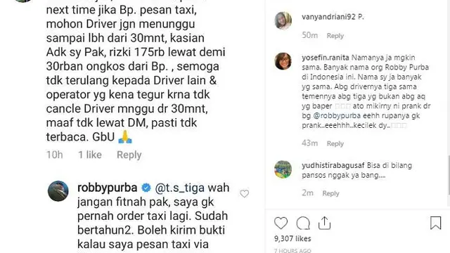 Unggahan Robby Purba. (Dok. Instagram @RobbyPurba)