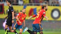 Sergio Ramos saat memperkuat timnas Spanyol menghadapi Rumania pada kualifikasi Piala Eropa 2020 (AFP/Daniel Mihailescu)
