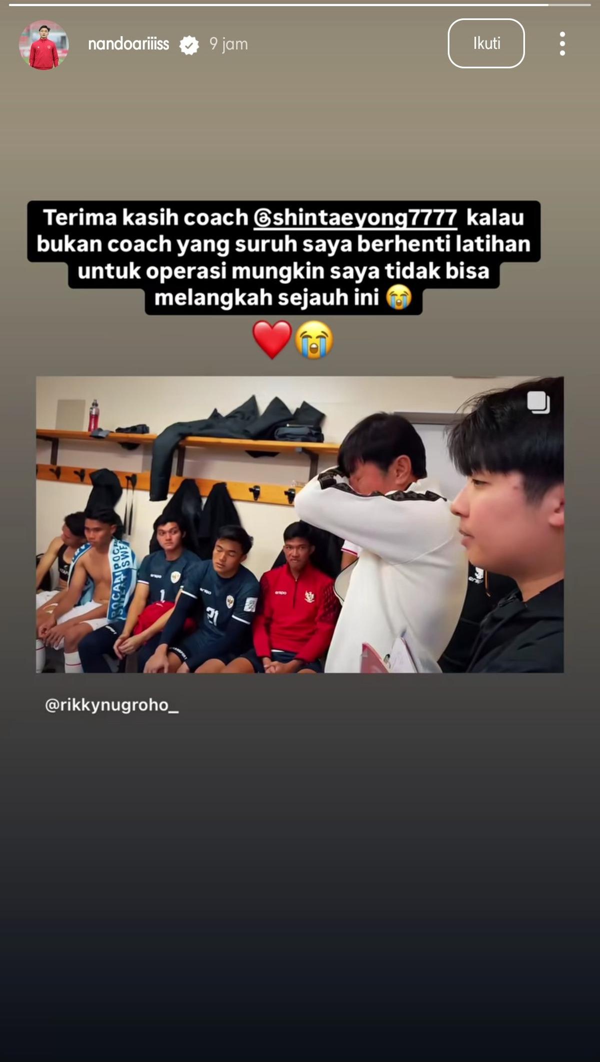 Pesan perpisahan emosional pemain TImnas Indonesia ke Shin Tae-yong