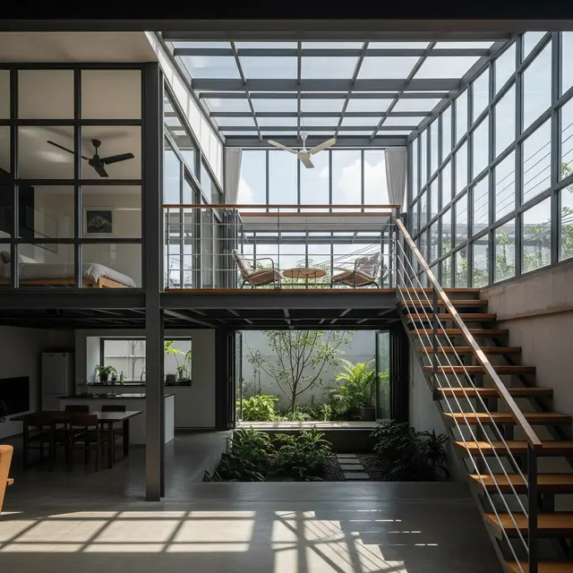Desain Rumah Mezzanine Minimalis dengan Konsep Industrial Kekinian
