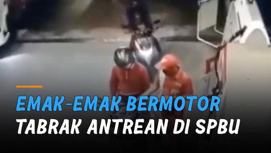 VIDEO: Emak-Emak Bermotor Tabrak Antrean di SPBU, Ini Penyebabnya