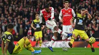 Alexandre Lacazette mencetak gol untuk Arsenal ke gawang Southampton. (AFP/Daniel Leal-OIivas)