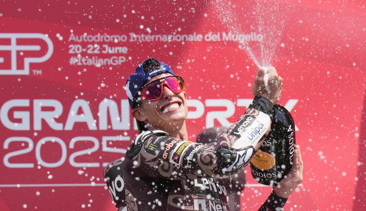 Ini adalah kemenangan Marquez yang ke-93 selama berkarier di Grand Prix. (AP Photo/Antonio Calanni)