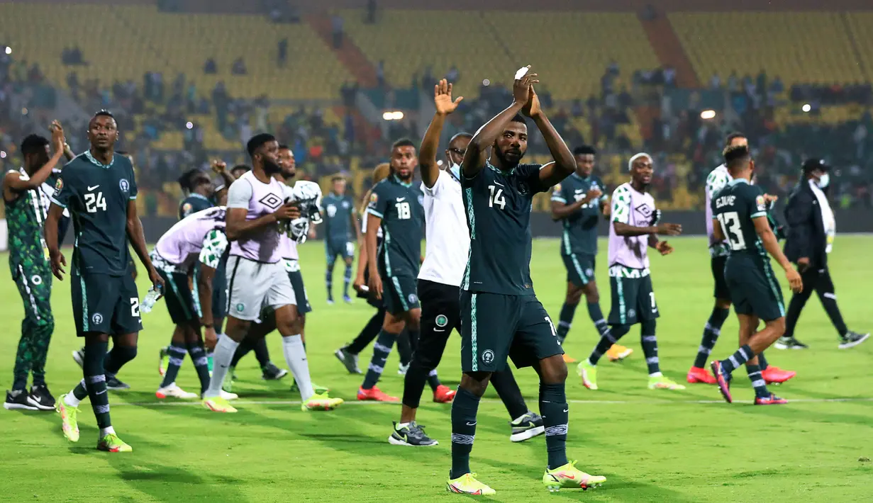 Tim Super Eagles ini merupakan salah satu negara top sepak bola di benua Afrika yang selalu melahirkan pemain kelas dunia dari masa ke masa. Nigeria telah mengoleksi tiga gelar juara Piala Afrika pada edisi 1980, 1994 dan 2013. (AFP/Daniel Beloumou Olomo)