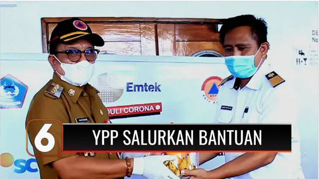 YPP SCTV-Indosiar dan Pemkot Bitung, Sulawesi Utara menyerahkan bantuan untuk ABK, tenaga kesehatan, dan warga yang sedang isoman di Kapal Apung KM Tatamailau.