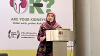 Direktur Jenderal Pencegahan dan Pengendalian Penyakit Tidak Menular Kemenkes RI, Siti Nadia Tarmizi, dalam peringatan Hari Ginjal Sedunia di Jakarta Pusat, Rabu (12/3/2025). Foto: Liputan6.com/Ade Nasihudin.