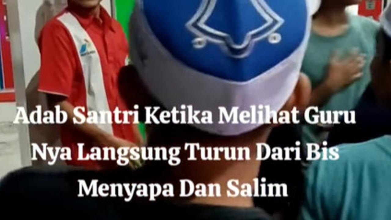 Momen Para Santri Turun dari Mobil dan Salami Petugas Pom yang Diduga Gurunya, Aksinya Banjir Pujian