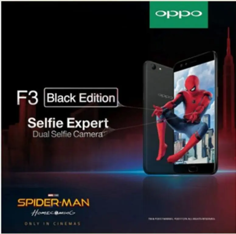 OPPO F3 Plus Black Edition ikut mendukung film Spider-Man: Homecoming