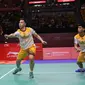 Ganda putra Indonesia Sabar Karyaman Gutama/Moh Reza Pahlevi Isfahani kalah dari pasangan Korea Selatan Kang Min Hyuk/Seo Seung Jae pada laga final Hong Kong Open 2024 di Hong Kong Coliseum, Minggu (15/9). (foto: PP PBSI)