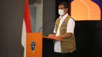Kepala BNPB Doni Monardo tekankan perlunya penerapan protokol kesehatan dalam proses KBM tatap muka saat meninjau Sekolah Tinggi Penerbangan Indonesia (STPI) di Curug, Tangerang, Sabtu (6/3/2021). (Badan Nasional Penanggulangan Bencana/BNPB)