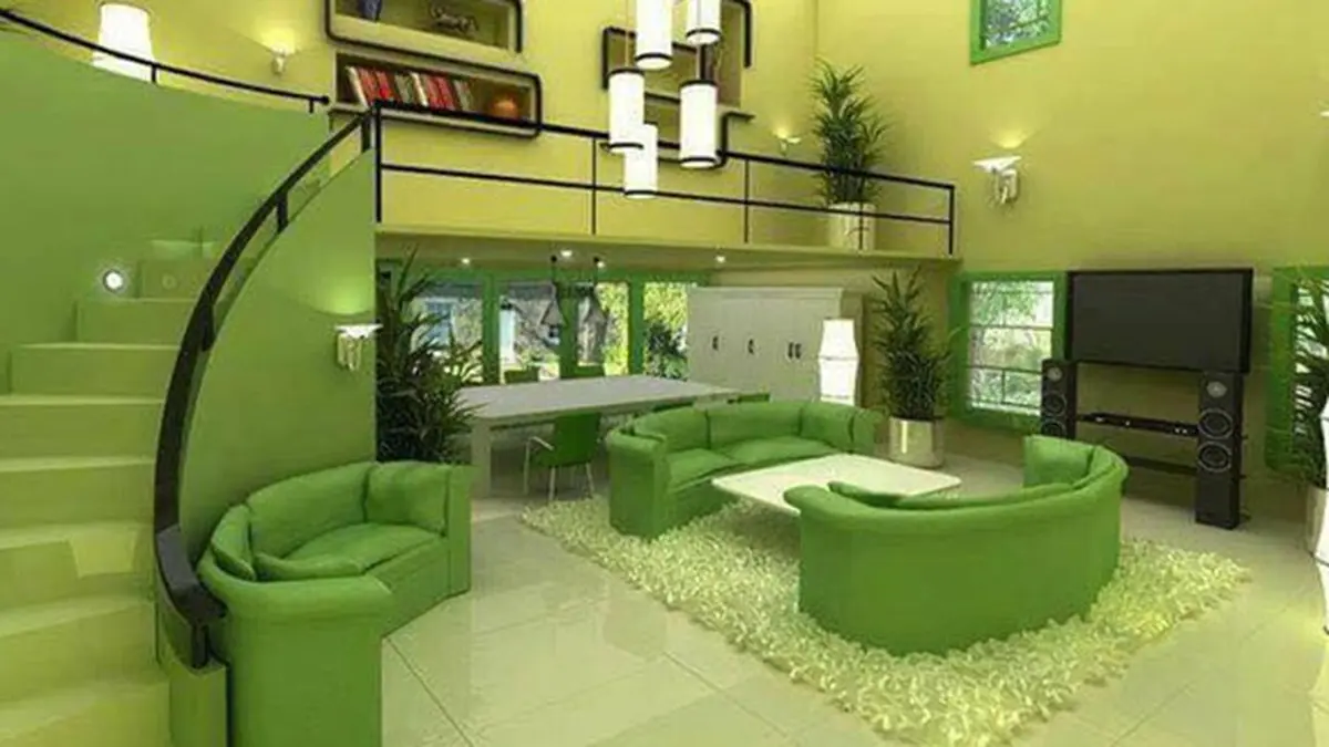 Warna Cat Rumah dan Efeknya pada Mood ruang keluarga hijau segar