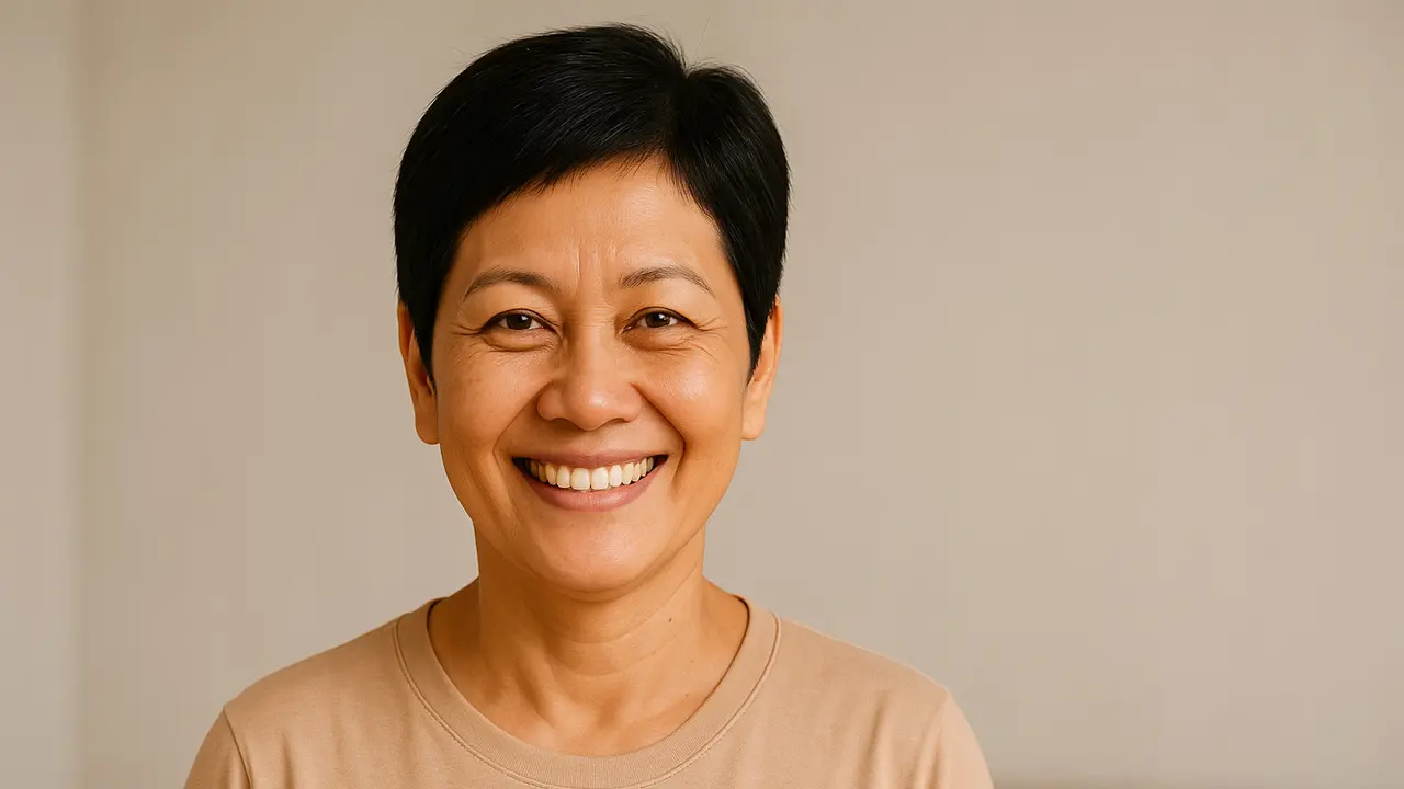 Model Rambut Pendek Tanpa Poni untuk Ibu-Ibu Usia 50 Tahun/via AI