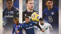 Ilustrasi - Reece James, Robin Gosens, Manuel Locatelli, Spinazzolla, Joakim Maehle, Mikkel Damsgaard, Billy Gilmour (Bola.com/Adreanus Titus)
