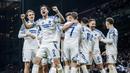 Pemain FC Copenhagen merayakag gol kedua timnya yang dicetak oleh Kevin Diks pada laga lanjutan UEFA Conference League 2024/2025 melawan Heart of Midlothian di Parken Stadium, Copenhagen, Denmark, Jumat (13/12/2024). (AP Photo/Ritzau Scanpix/Mads Clauss Rasmussen)