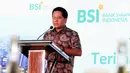 Direktur Utama Hery Gunardi BSI memberi sambutan pada eluncuran layanan pembiayaan Mitraguna Online dan Tasyakuran Single System BSI di Jakarta, Senin (1/11/2021). Peluncuran Mitraguna Online, BSI membidik volume pembiayaan Mitraguna berkisar Rp 5 triliun hingga Desember 2021. (Liputan6.com/HO/BSI)