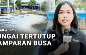 Sungai Tertutup Hamparan Busa