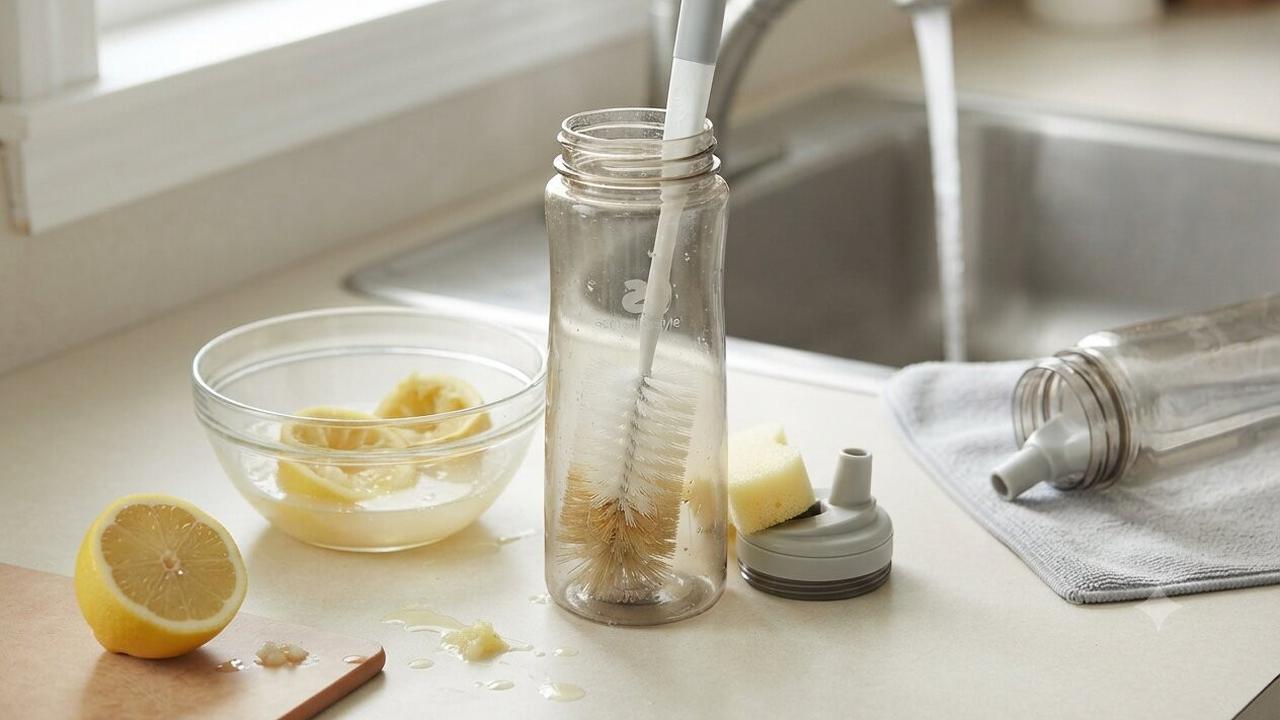 Cara Menghilangkan Bekas Kunyit di Botol Minum (AI Generated)