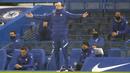 Manajer baru Chelsea, Thomas Tuchel tampak tidak puas dengan penampilan timnya dalam laga lanjutan Liga Inggris 2020/21 pekan ke-20 melawan Wolverhampton Wanderers di Stamford Bridge, Rabu (27/1/2021). Chelsea bermain imbang 0-0 dengan Wolverhampton. (AP/Frank Augstein)