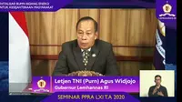 Gubernur Lemhannas RI Letjen TNI (Purn) Agus Widjojo saat membuka seminar virtual yang mengusung tema Revitalisasi BUMN Bidang Energi untuk Kesejahteraan Masyarakat, Selasa (6/10/2020).