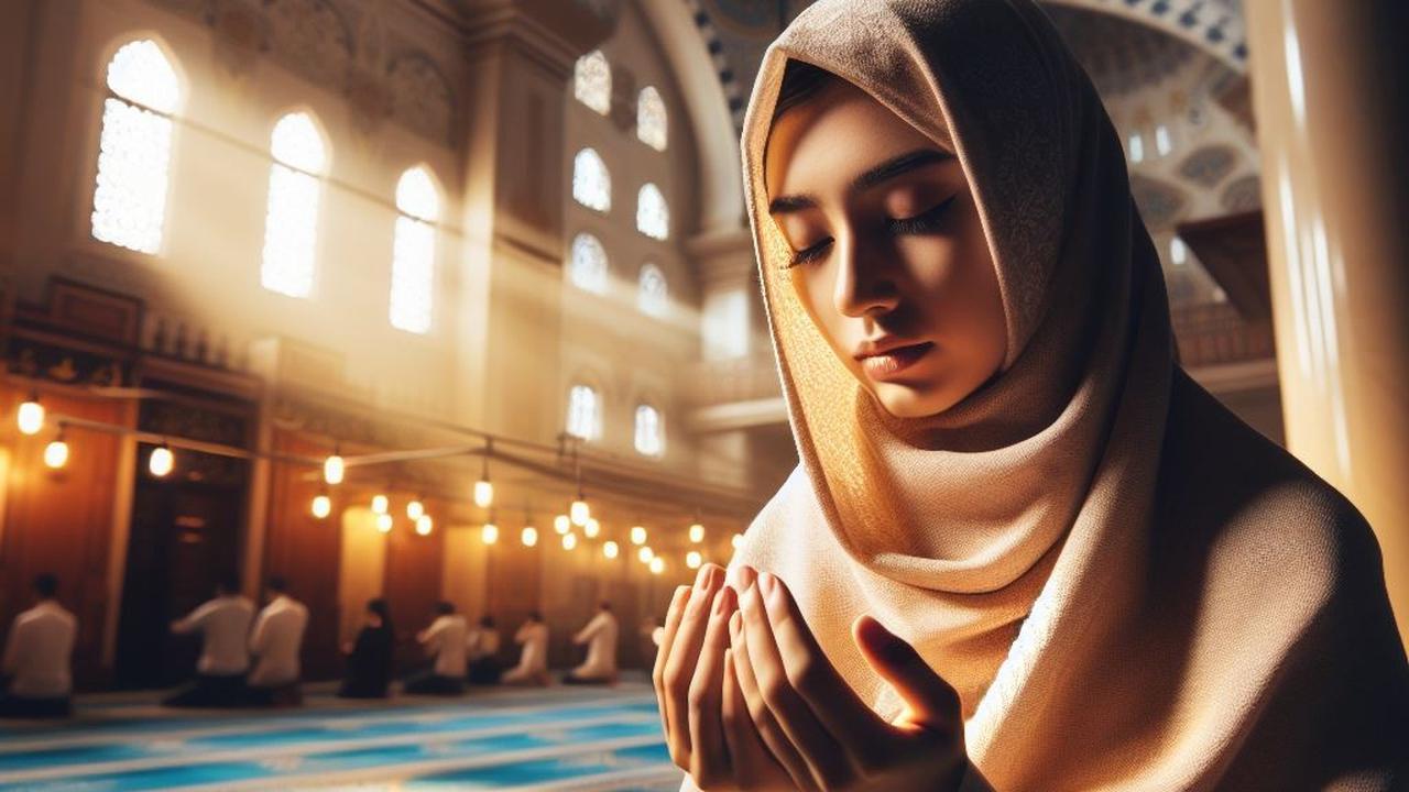 Ilustrasi Berdoa di Dalam Masjid