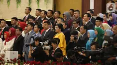 Mantan Gubernur DKI Jakarta, Basuki Tjahaja Purnama atau Ahok menghadiri pelantikan Presiden dan Wapres 2019 di Gedung MPR/DPR/DPD RI, Senayan, Jakarta, Minggu (20/10/2019). Jokowi-Ma'ruf Amin resmi dilantik sebagai Presiden dan Wapres RI periode 2019-2024. (Liputan6.com/Johan Tallo)