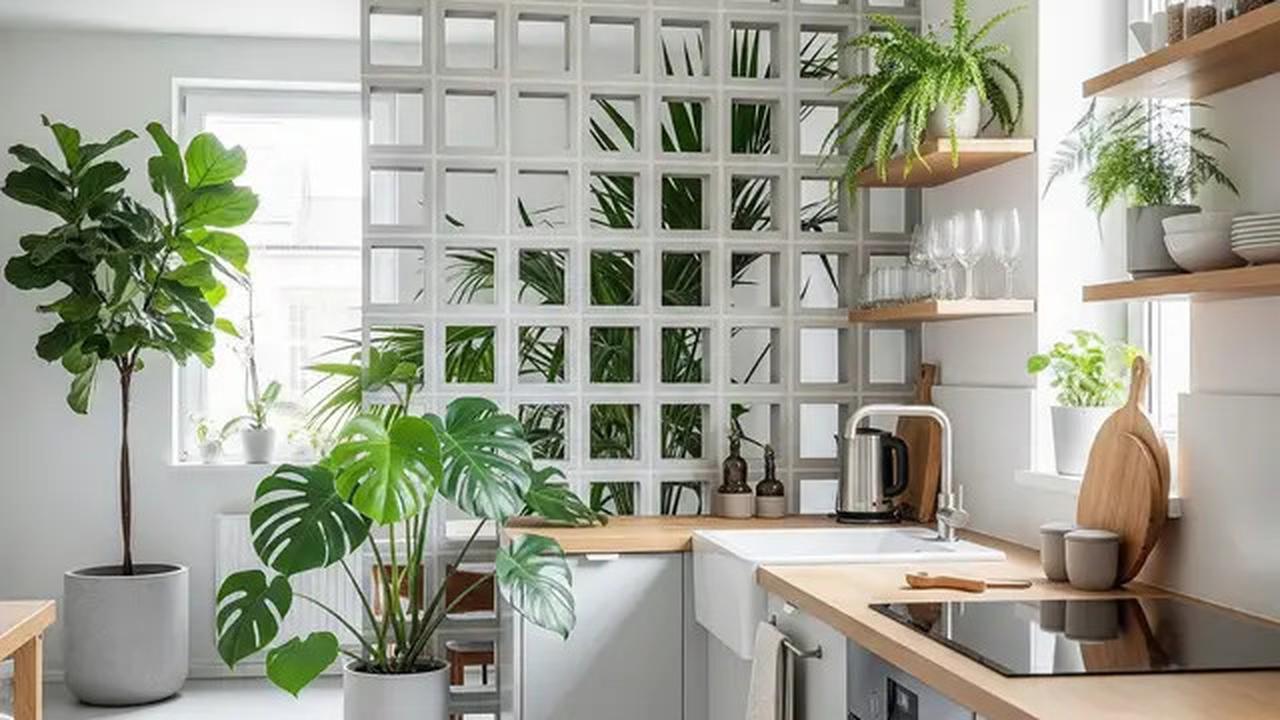 7 Model Dapur Kecil dengan Tanaman Hijau di Belakang dan Sekat Minimalis