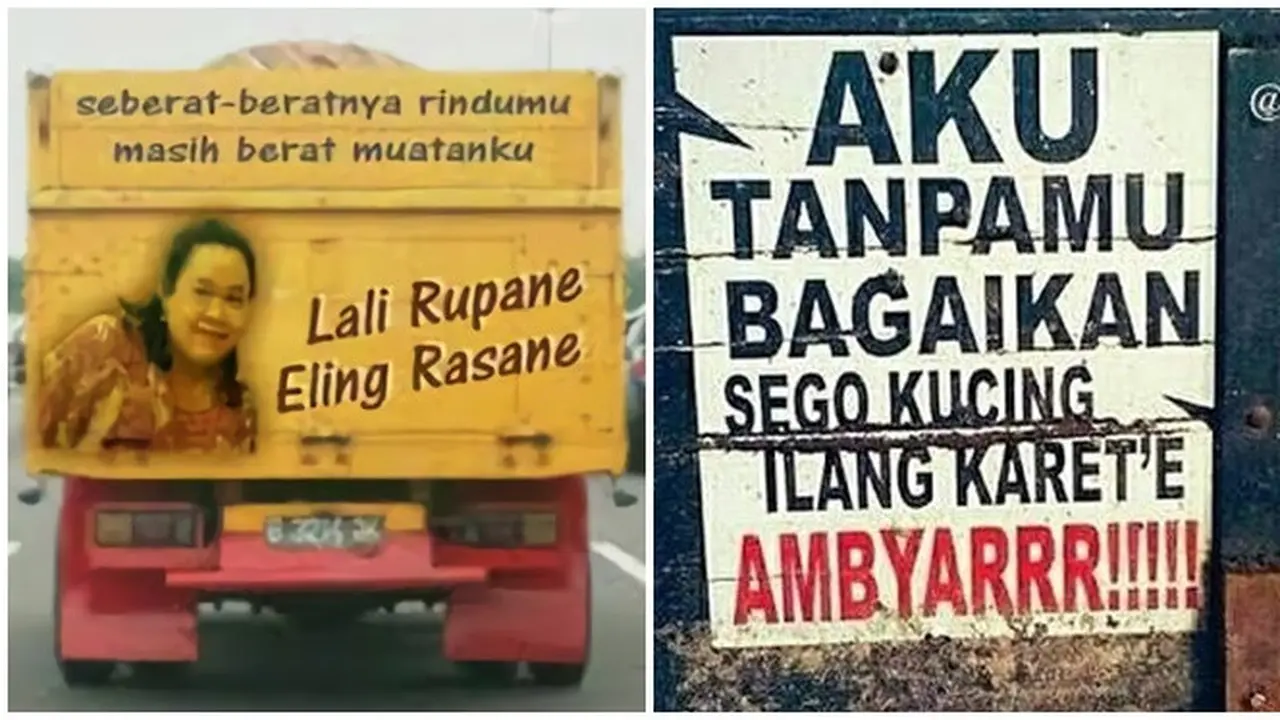 Tulisan Lucu Bahasa Jawa di Truk Ini Bikin Senyum Senyum
