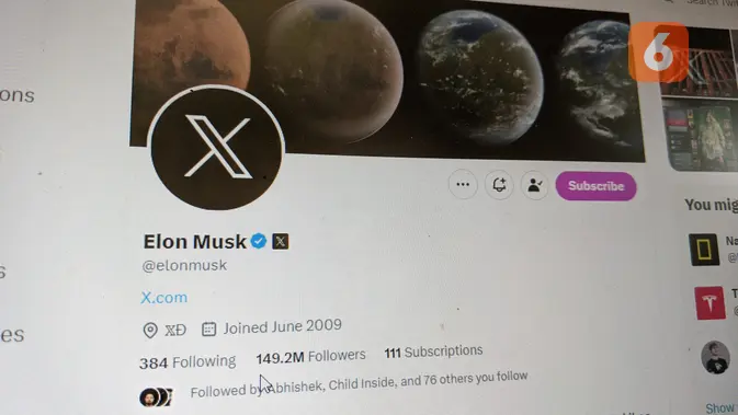 <p>Elon Musk Ubah Foto Profil Twitter dengan Logo X, Begini Tampilannya. (Liputan6.com/ Yuslianson)</p>