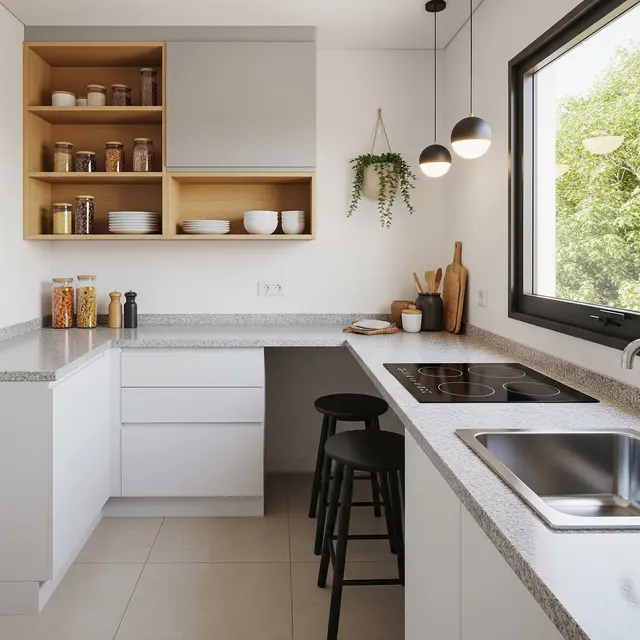 Inspirasi Dapur Hidup di Lahan Terbatas; Dapur Terbuka Menyatu dengan Ruang Makan Ukuran 2x2 Meter