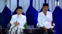 Pasangan Jokowi-Ma'ruf Amin saat Debat Kelima Pilpres 2019. (Liputan6.com)