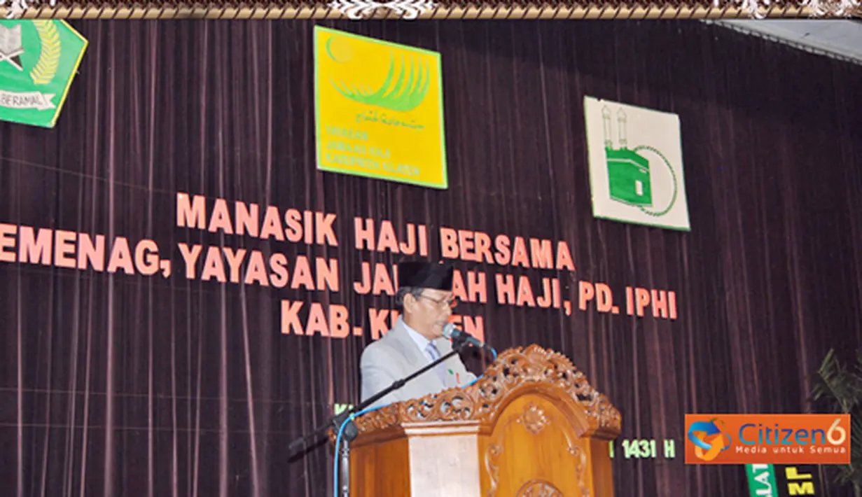 Citizen6, Klaten: Kementerian Agama  Kabupaten Klaten kerjasama dengan Yayasan Jamaah Haji dan DPD IPHI, secara rutin mengadakan kegiatan Manasik Haji Bersama. (Pengirim: Agus Susanto) 