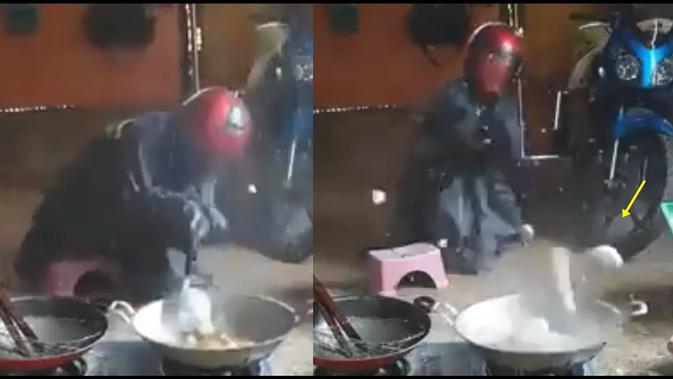 pria masak jadi viral (foto: twitter/@jayakabajay)