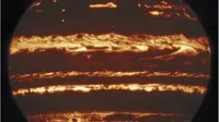 Butuh ratusan eksposur untuk mendapat gambar tajam Jupiter ini di infra merah. (Gemini Observatory)