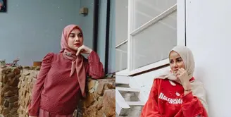 Intip padu padan hijab dengan sweater merah ala Irish Bella hingga Olla Ramlan berikut ini agar penampilan makin stylish!
 (Instagram/_irishbella_).