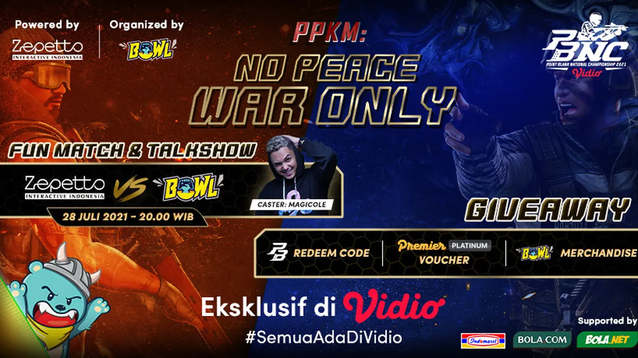 Link Live Streaming di Vidio, Fun Match & Talk Show Side Content PBNC 2021: Zepetto vs BOWLeague