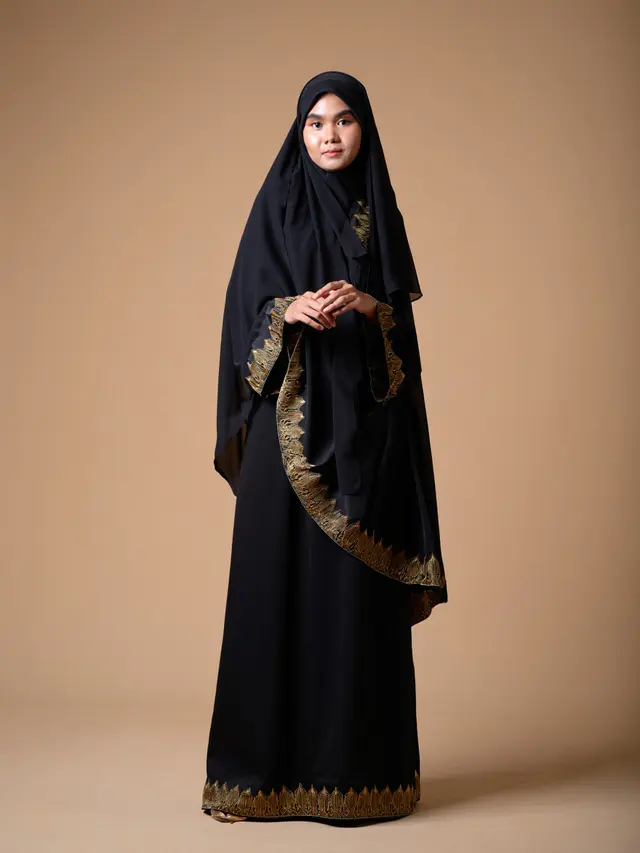 Gamis Syar'i Kombinasi 2 Warna Elegan