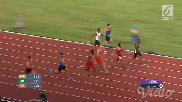 Lalu Muhammad Zohri lolos ke final lari 100 meter putra setelah finis kedua pada babak semifinal 1.