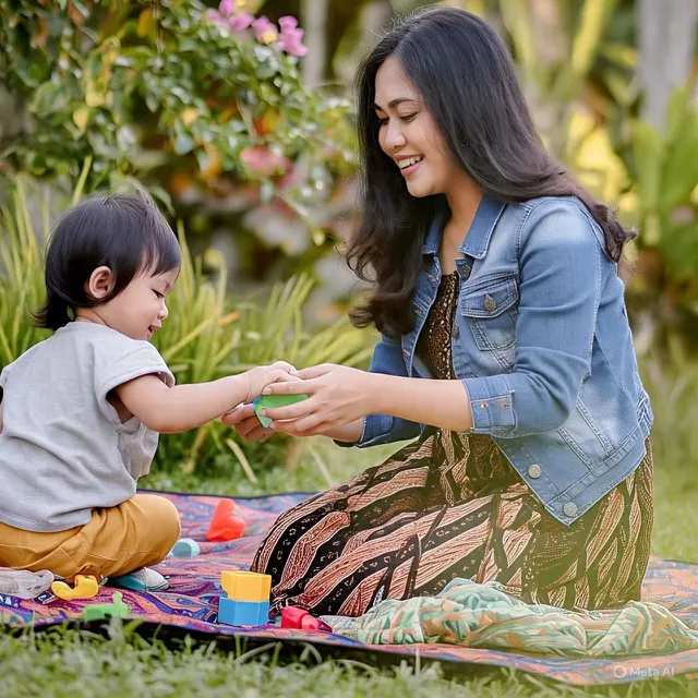 Outfit Ibu Muda Maxi Dress dengan Denim Jacket