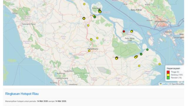 BMKG Pekanbaru Deteksi 143 Titik Panas di Riau, Terbanyak di Kabupaten Pelalawan