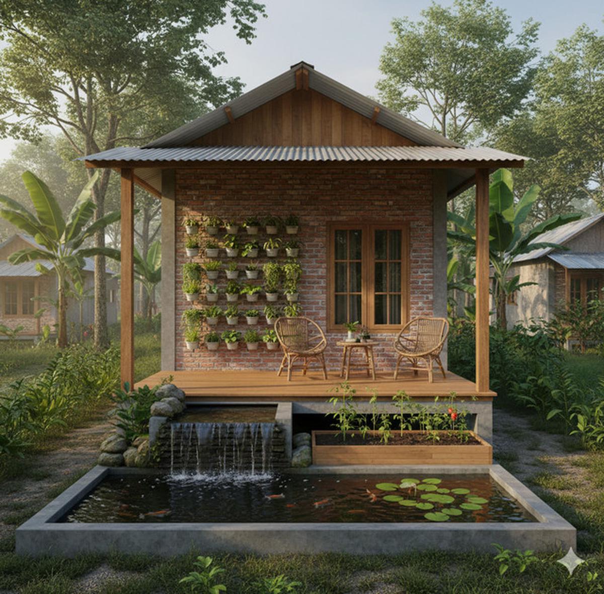 7 Model Rumah Mungil dengan Kebun, Teras dan Kolam Ikan Mini, Sederhana Tapi Asri