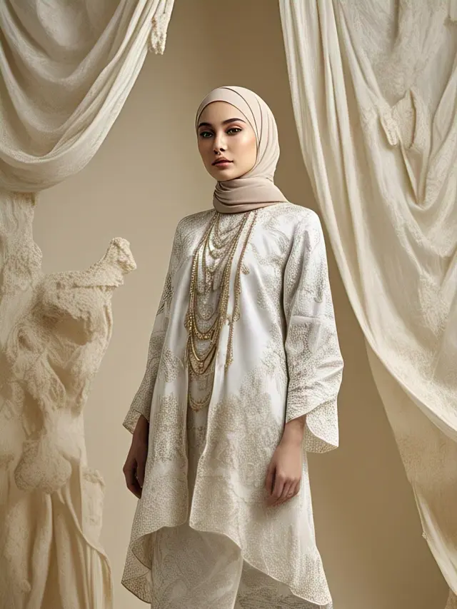 Model Tunik Putih Elegan untuk Lebaran