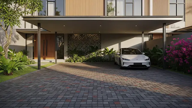 10 Pola Paving Block Estetik untuk Carport Rumah, Material Kuat dan Tahan Cuaca