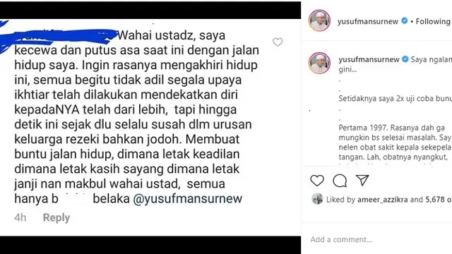 Ustaz Yusuf Mansur (Foto: Instagram/@yusufmansurnew)