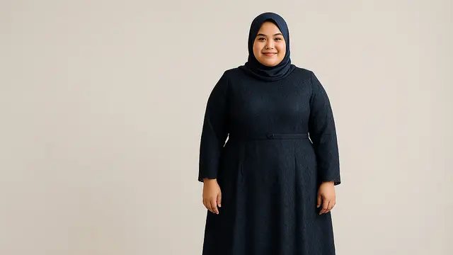 Model Dress Brokat untuk Orang Gemuk dan Pendek Berhijab/Ilustrasi gambar AI
