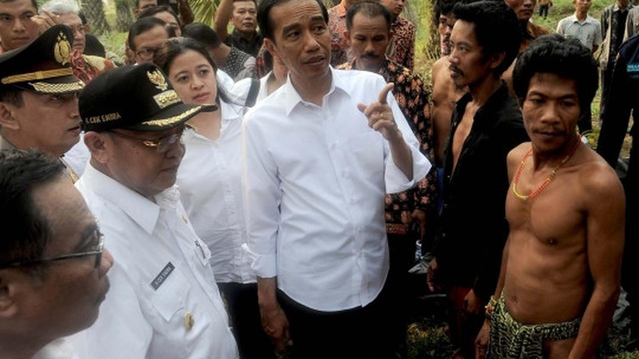 Keakraban Jokowi bertemu Suku Anak Dalam di hutan sawit