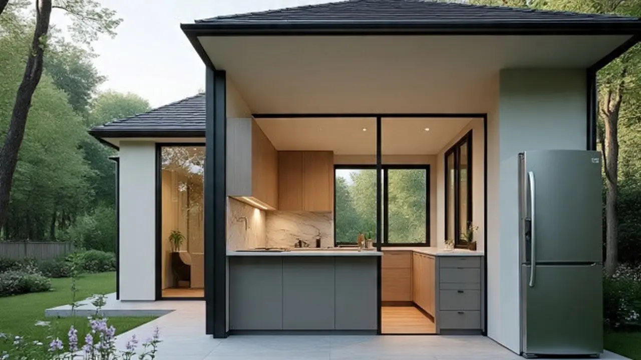 Ilustrasi Rumah dengan Dapur Outdoor (Sumber Gambar: Meta AI)