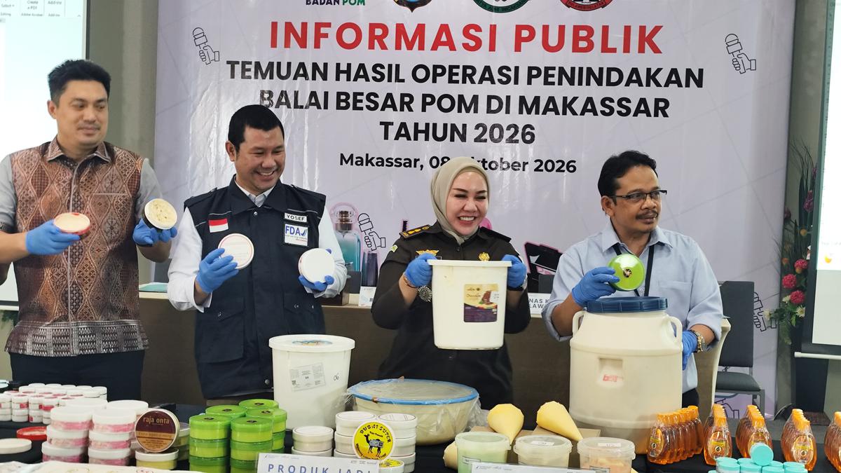 BPOM Makassar rilis kasus pengungkapan skincare mengandung merkuri. (merdeka.com/Ihwan Fajar).